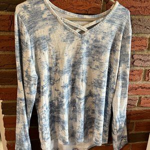 Sonoma, Large, Blue and White Sweater